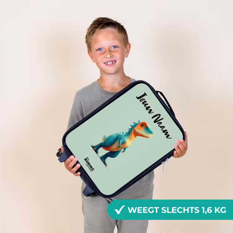 Kinderkoffers met naam - Dino - Dier - Groen - Oranje — 3