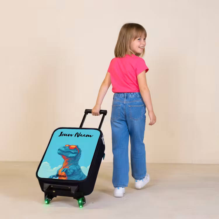 Kinderkoffers met naam - Dino - Zonnebril - Blauw — 2