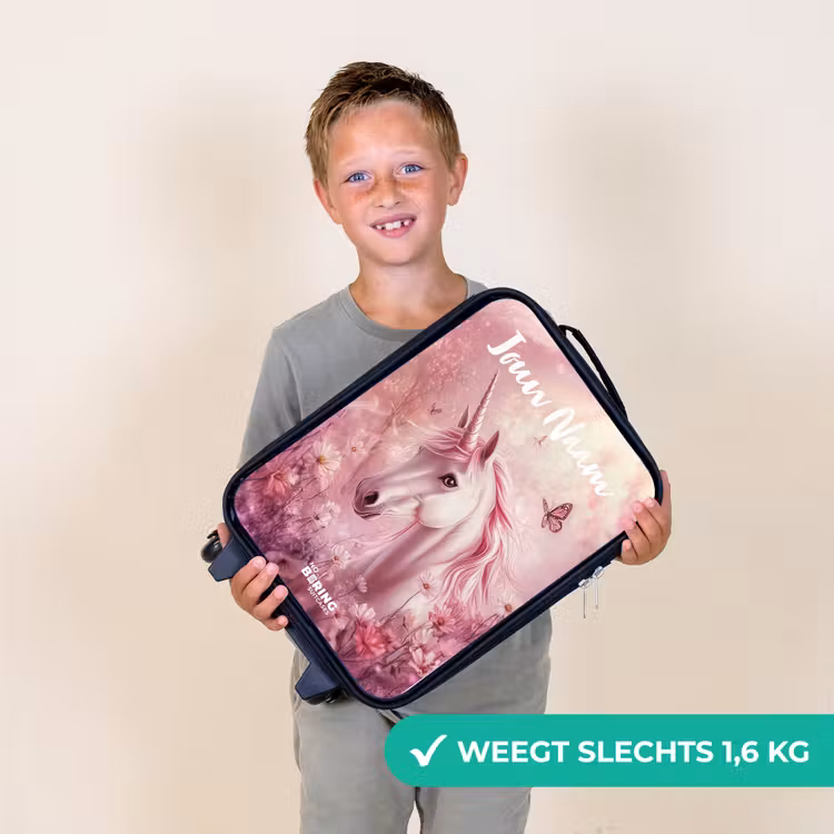 Kinderkoffers met naam - Eenhoorn - Roze - Vlinder - Bloemen — 3