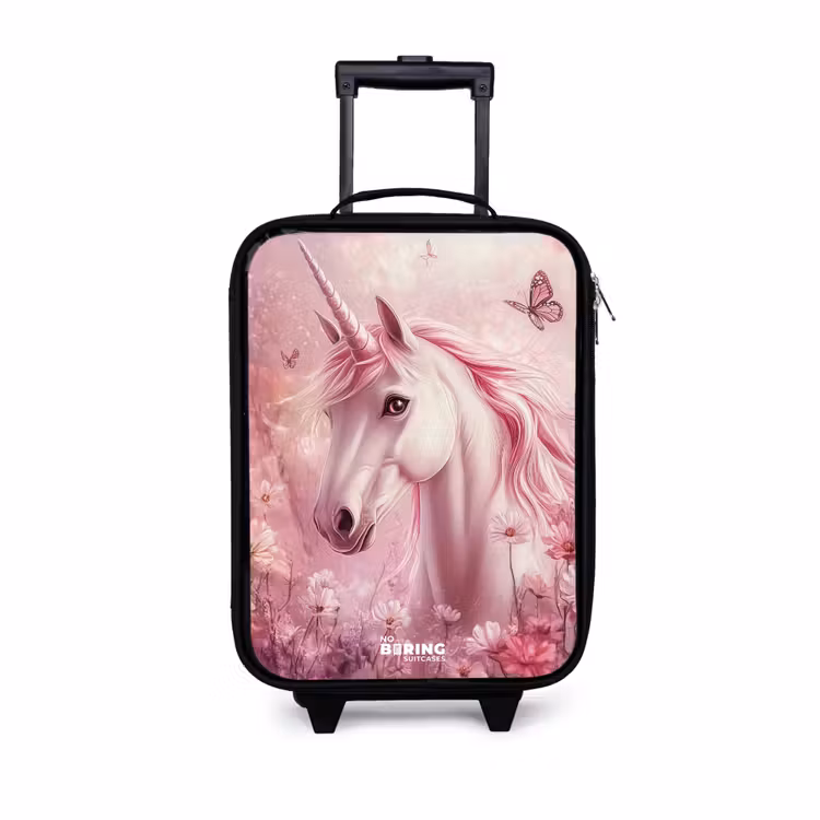 Kinderkoffers met naam - Eenhoorn - Roze - Vlinders - Bloemen — 1