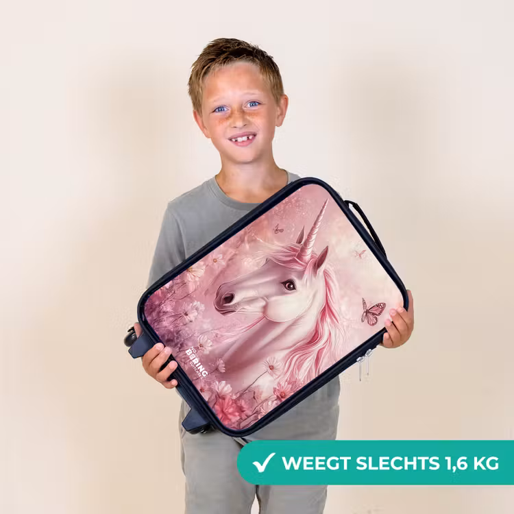 Kinderkoffers met naam - Eenhoorn - Roze - Vlinders - Bloemen — 3