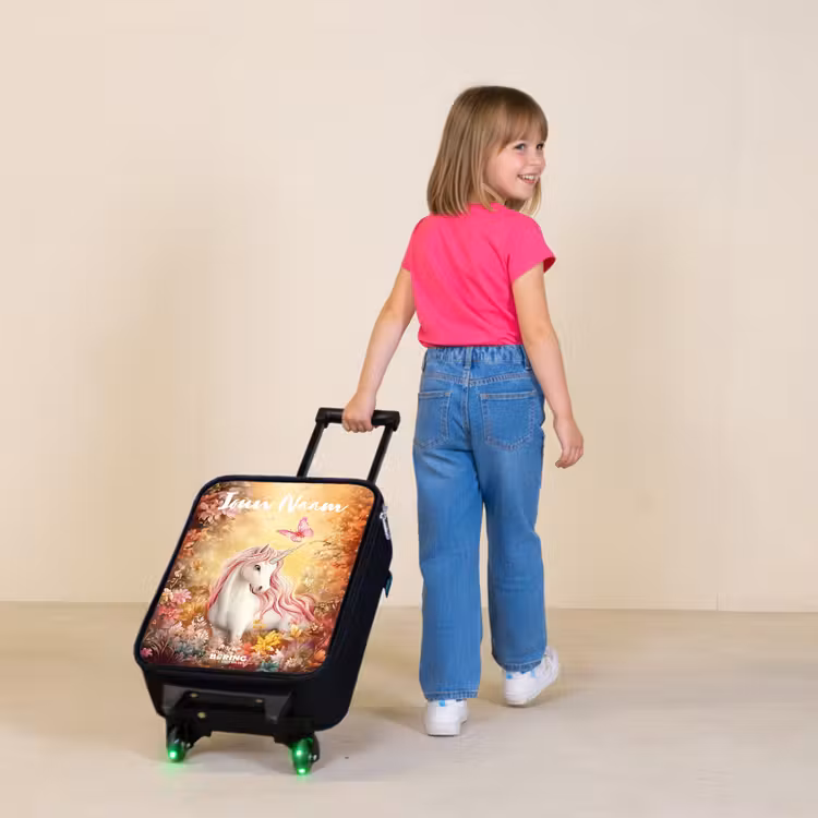Kinderkoffers met naam - Eenhoorn - Vlinder - Roze - Manen — 2