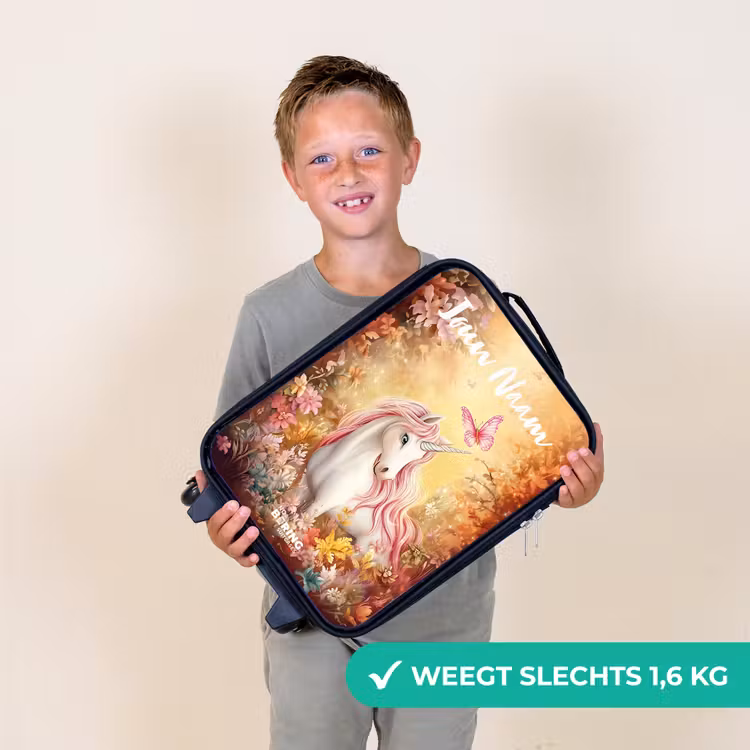 Kinderkoffers met naam - Eenhoorn - Vlinder - Roze - Manen — 3