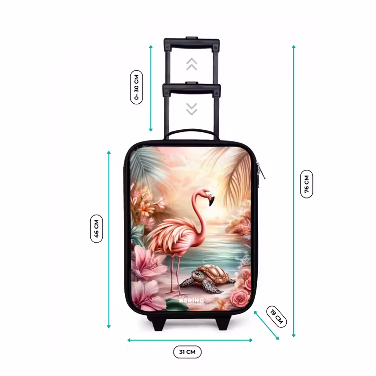 Kinderkoffer - Flamingo en schildpad op een roze strand. — 7