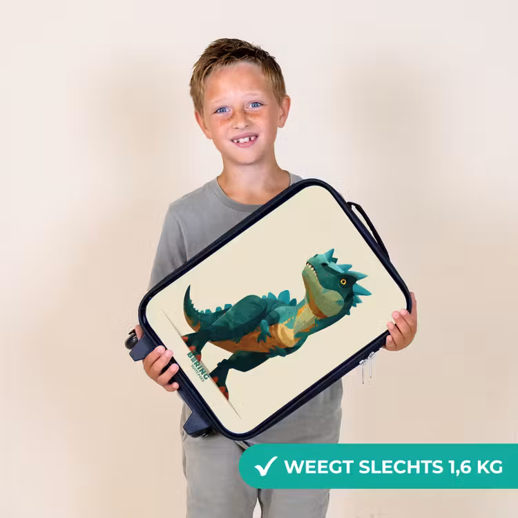 Kinderkoffers met naam - Gehoornde dino met scherpe blik — 3