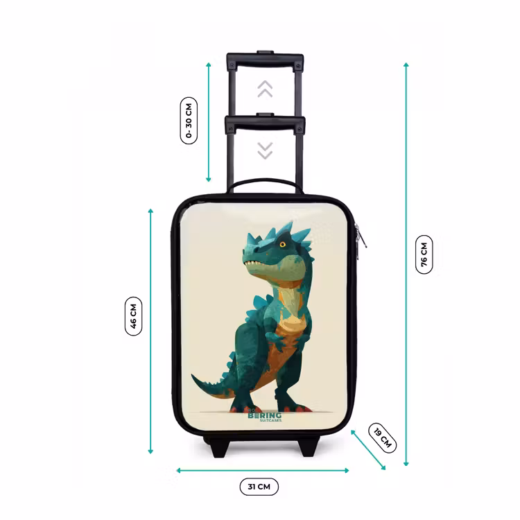 Kinderkoffers met naam - Gehoornde dino met scherpe blik — 7