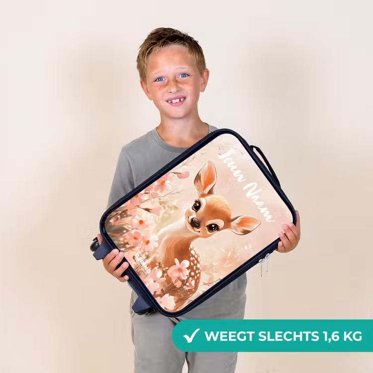 Kinderkoffers met naam - Hertje - Bloemen - Stippen - Roze — 3