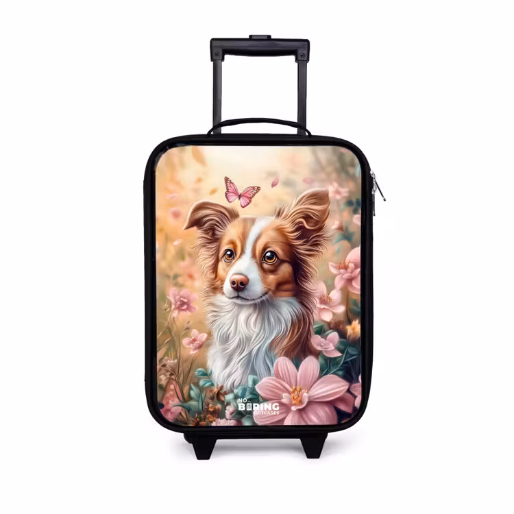 Kinderkoffer - Hond in bloemenveld met vlinders — 1