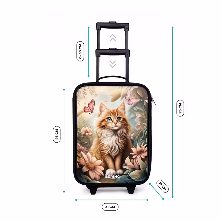 Kinderkoffer - Kat in bloemenveld met roze vlinders. — 7