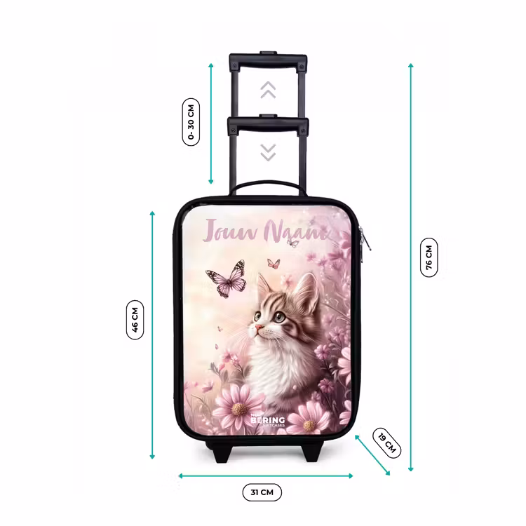 Kinderkoffers met naam - Kitten - Vlinders - Paars - Bloemen — 7