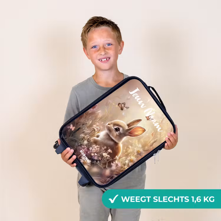 Kinderkoffers met naam - Konijntje - Bruin - Bloemen - Vlinders — 3