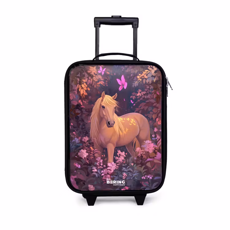 Kinderkoffers met naam - Paard - Bloemen - Paars - Vlinder — 1