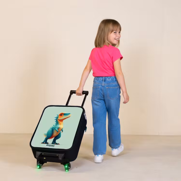 Kinderkoffers met naam - Stoere dino met grote ogen — 2