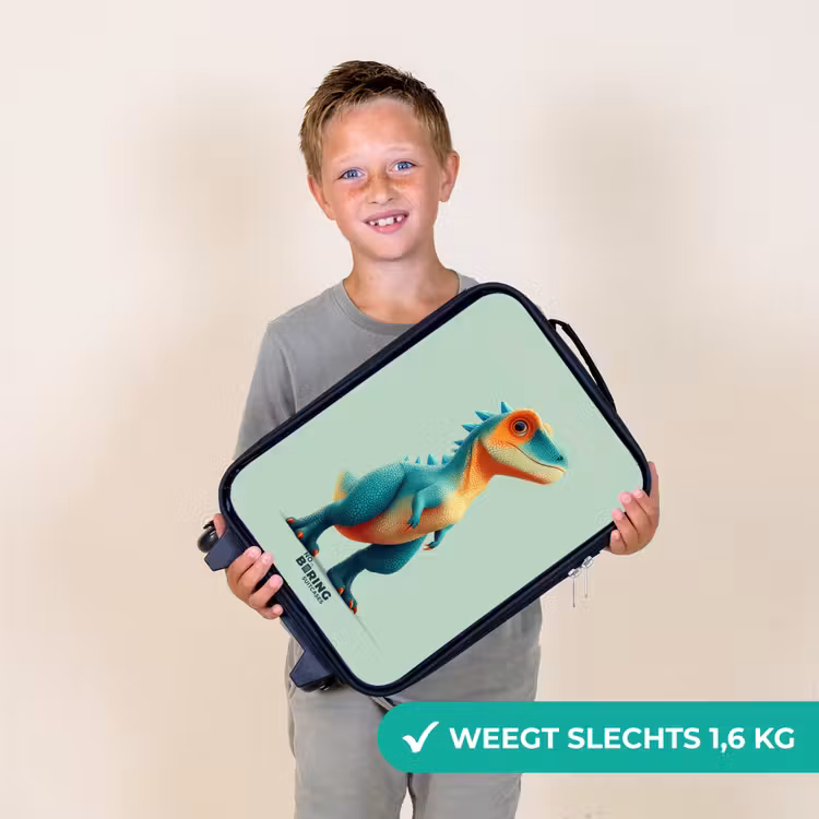 Kinderkoffers met naam - Stoere dino met grote ogen — 3