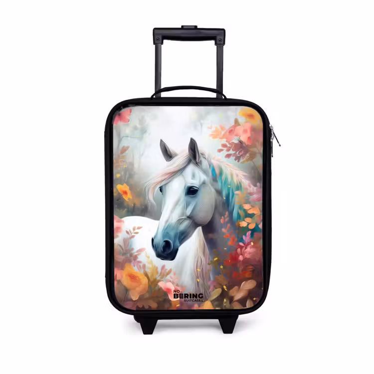 Kinderkoffer - Wit paard omringd door bloemen — 1