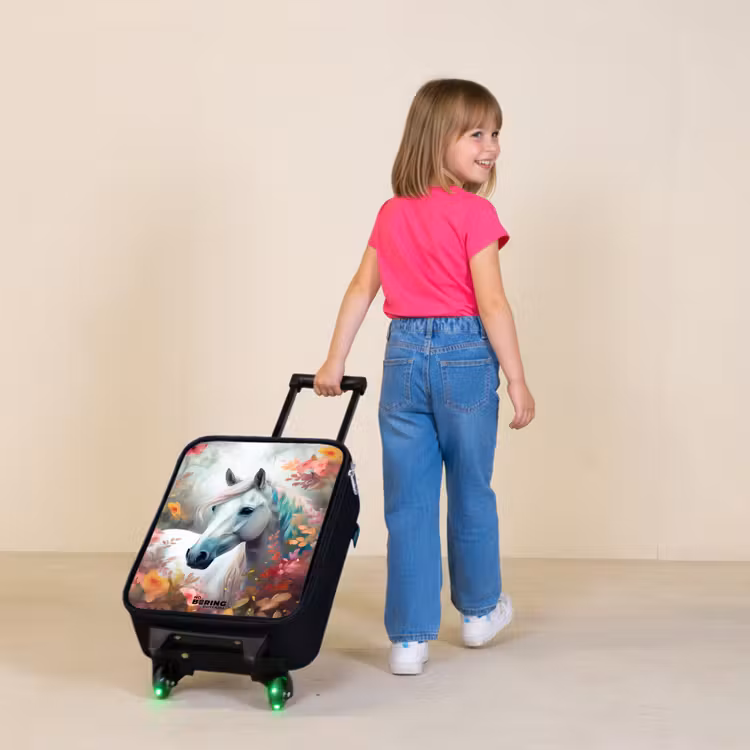 Kinderkoffer - Wit paard omringd door bloemen — 2