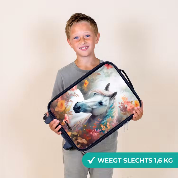 Kinderkoffer - Wit paard omringd door bloemen — 3
