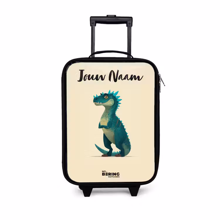 Kinderkoffers met naam - Dino - Dier - Blauw - Groen — 1