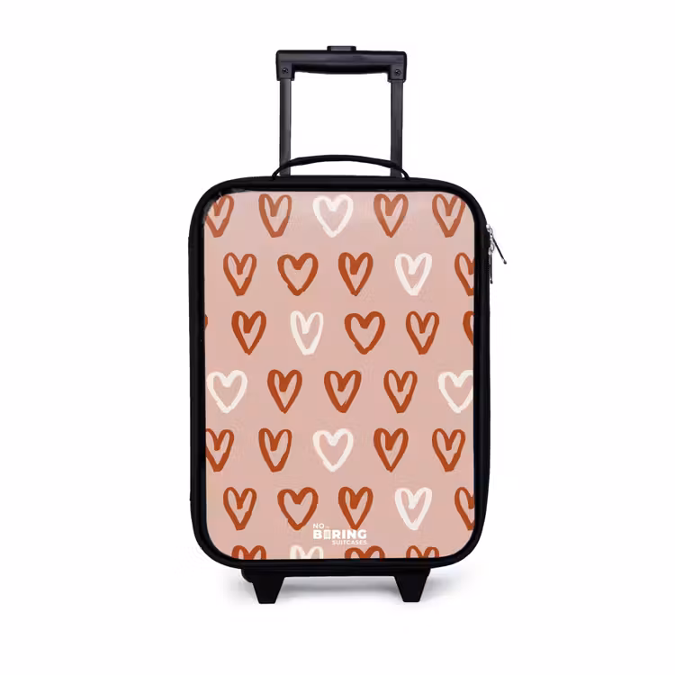 Kinderkoffers met naam - Hartjes patroon in roze en wit — 1