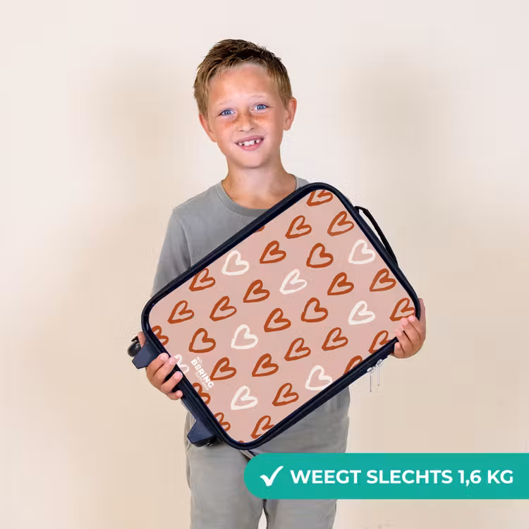 Kinderkoffers met naam - Hartjes patroon in roze en wit — 3