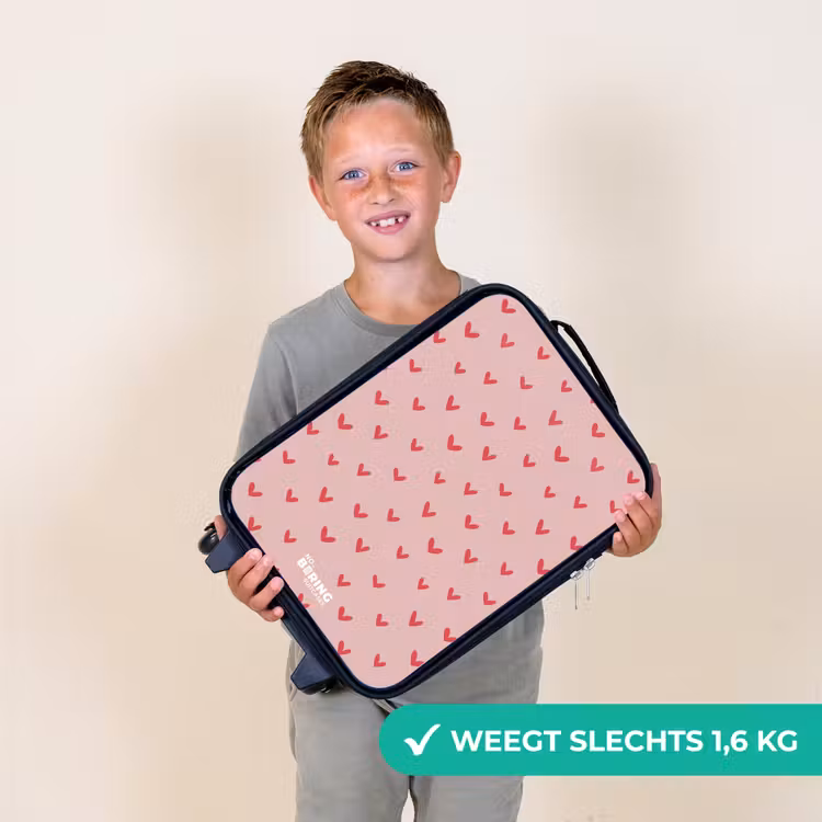 Kinderkoffers met naam - Hartjespatroon met roze kleuren — 3