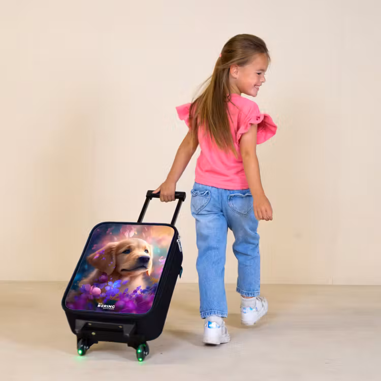Kinderkoffer - Jonge hond tussen felgekleurde bloemen — 2