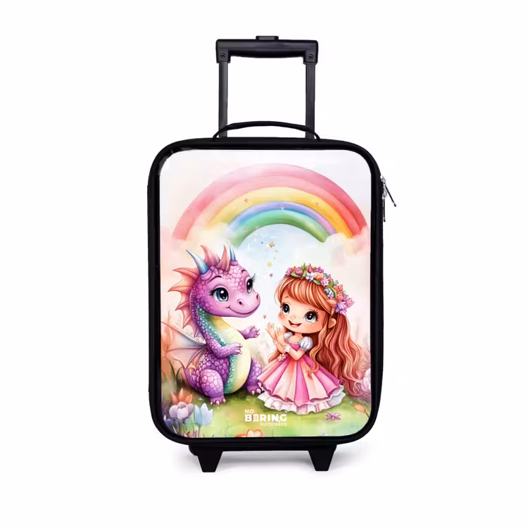 Kinderkoffer - Meisje met paarse draak onder regenboog — 1