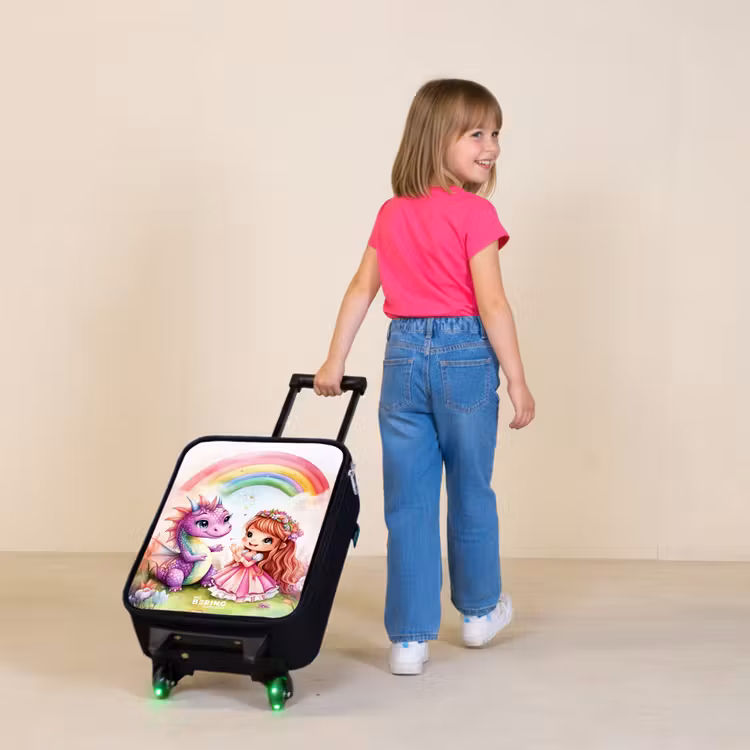 Kinderkoffer - Meisje met paarse draak onder regenboog — 2