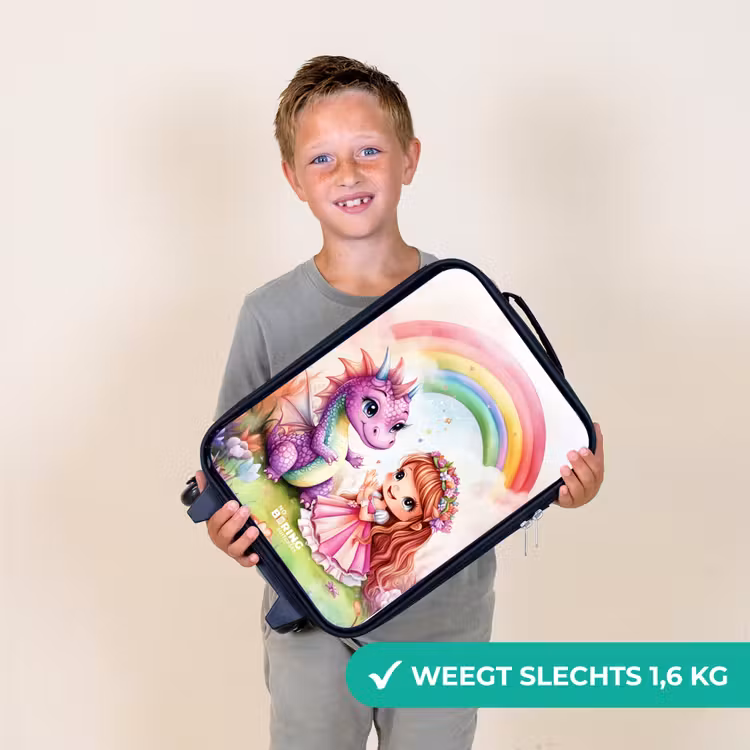 Kinderkoffer - Meisje met paarse draak onder regenboog — 3