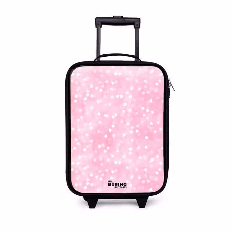 Kinderkoffers met naam - Roze glitter hartjes — 1
