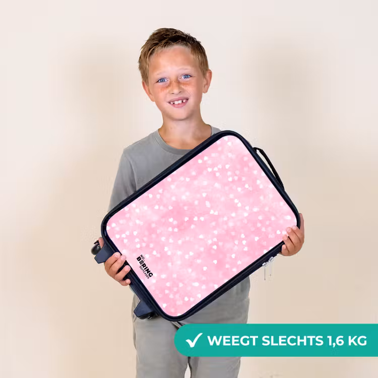 Kinderkoffers met naam - Roze glitter hartjes — 3