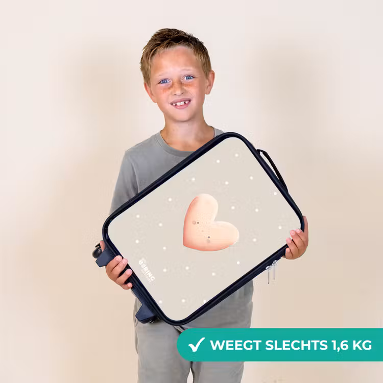 Kinderkoffer - Roze hart omringd door beige stippen — 3