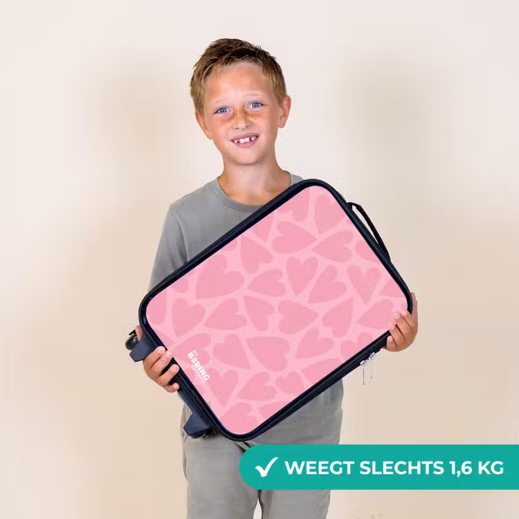 Kinderkoffers met naam - Roze hartjes patroon — 3
