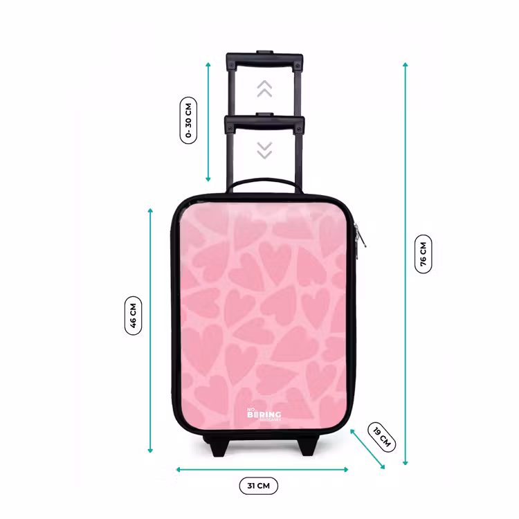 Kinderkoffers met naam - Roze hartjes patroon — 7