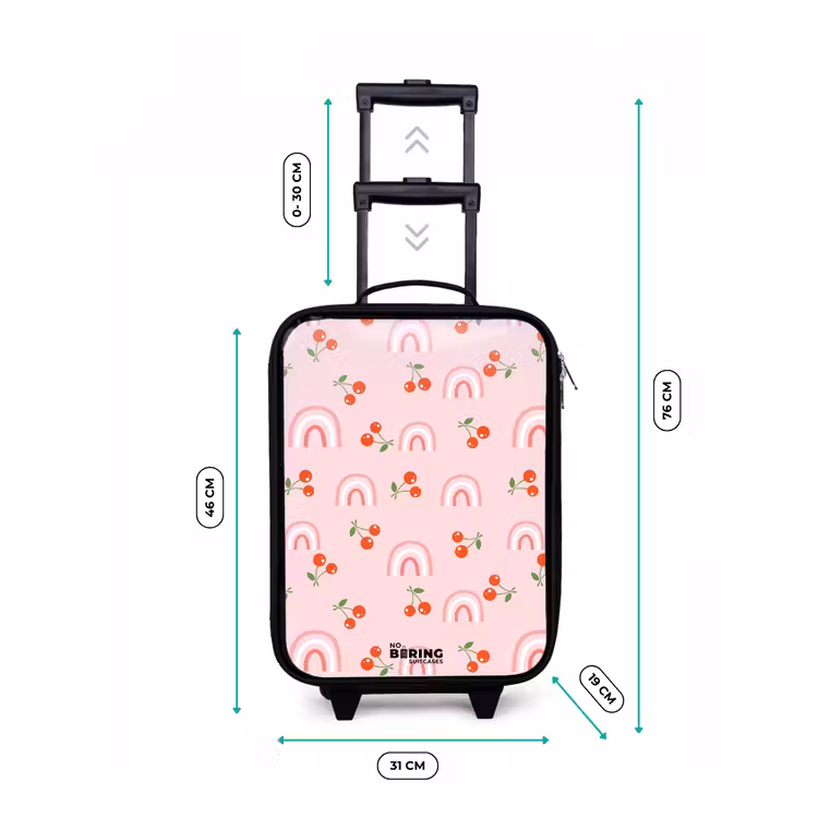 Kinderkoffers met naam - Roze met regenboog en kersen patroon — 7
