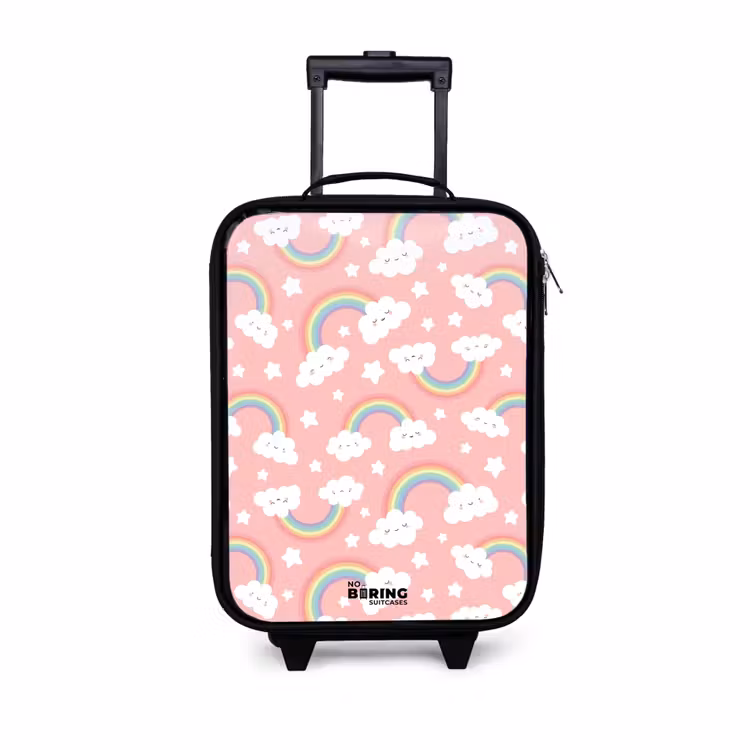 Kinderkoffers met naam - Roze met regenboog patroon — 1