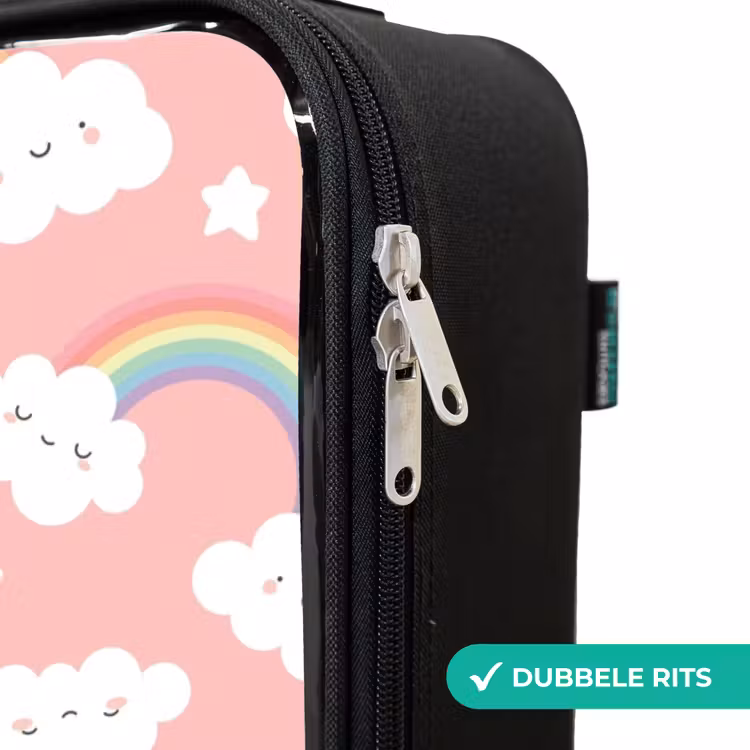 Kinderkoffers met naam - Roze met regenboog patroon — 6