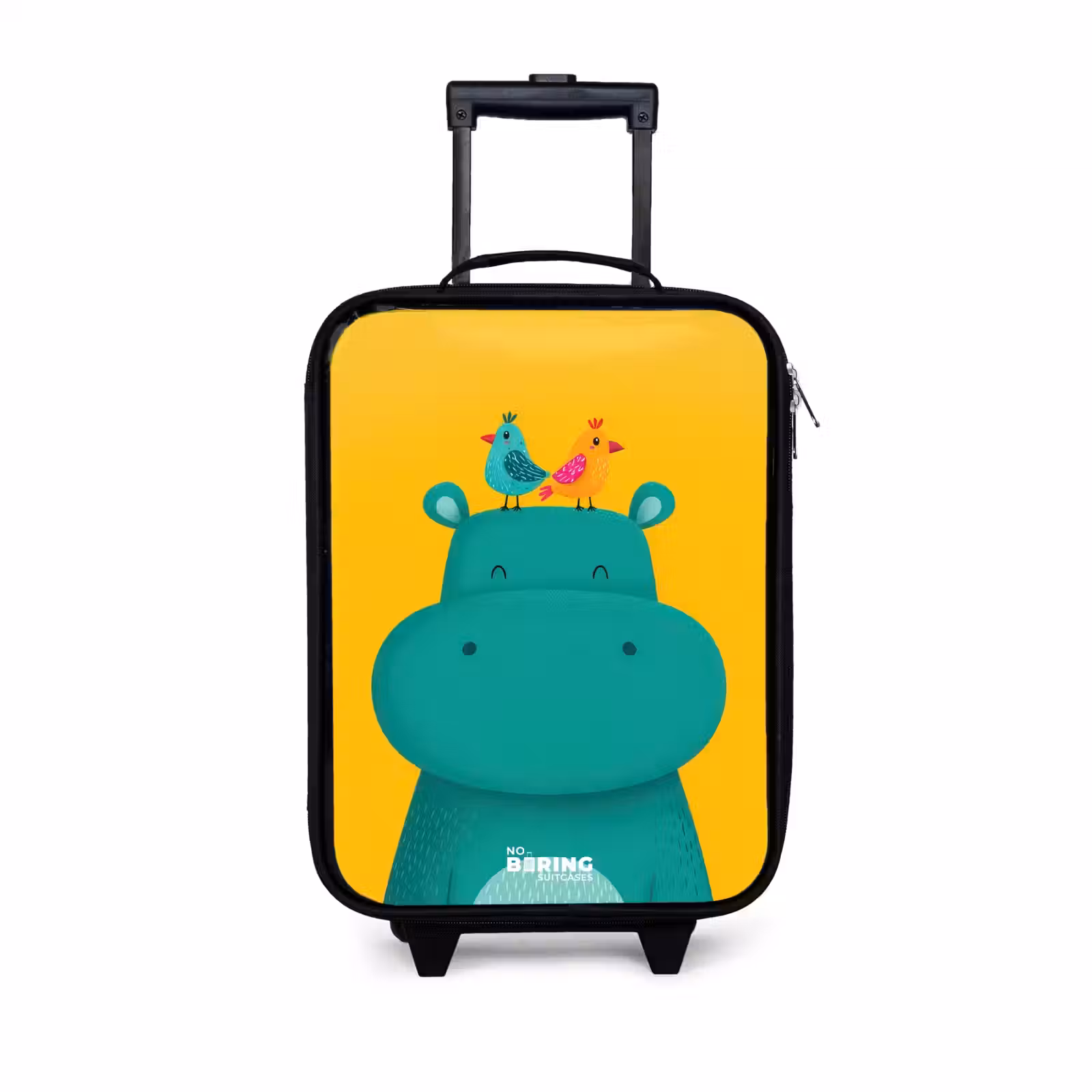 Kinderkoffers met naam - Nijlpaard - Vogels - Geel — 1