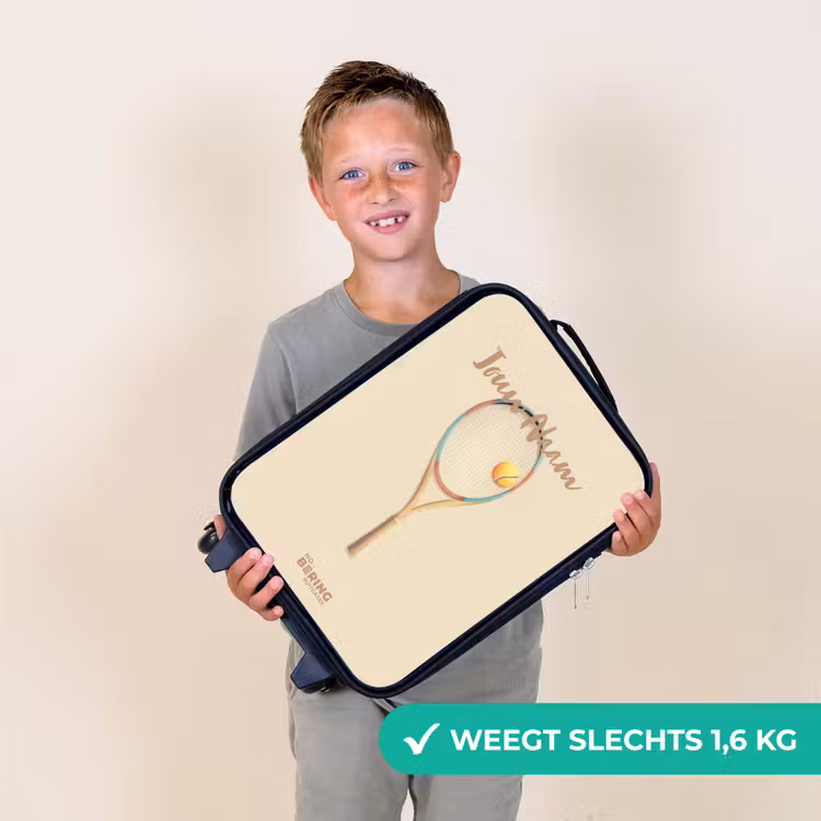 Kinderkoffer - Een tennisracket in beige tinten — 3