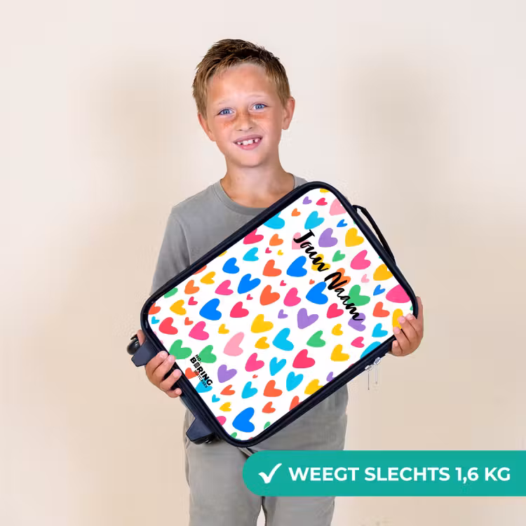 Kinderkoffers met naam - Gekleurde hartjes — 3