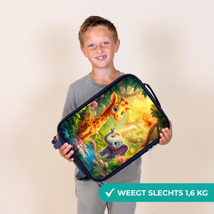 Kinderkoffer - Giraf en olifant bij beekje in de Jungle — 3