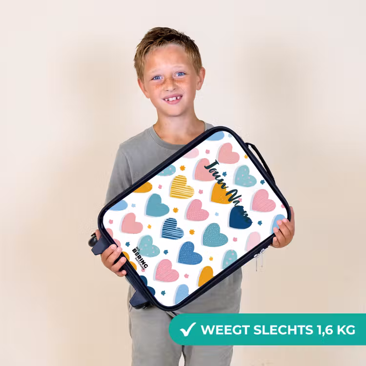 Kinderkoffers met naam - Hartenpatroon — 3