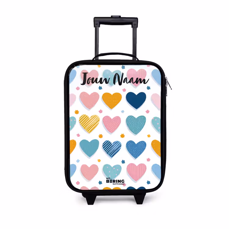 Kinderkoffers met naam - Hartjes - Pastel - Patroon — 1