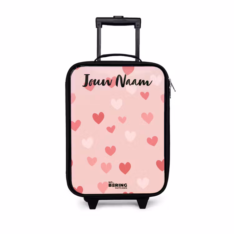 Kinderkoffers met naam - Hartjes - Patroon - Roze — 1