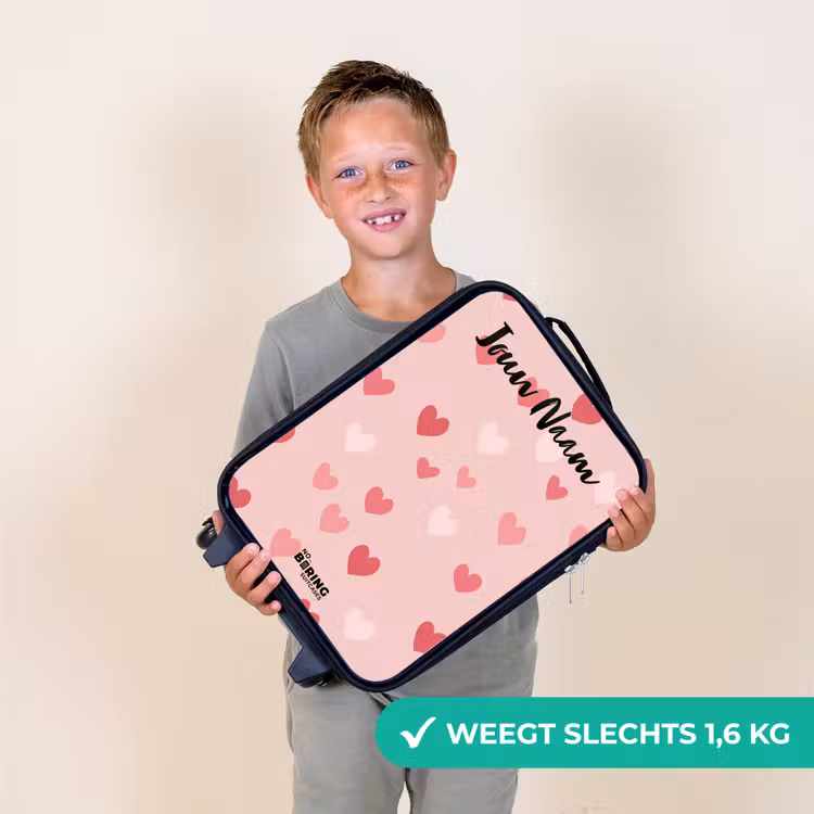 Kinderkoffers met naam - Hartjes - Patroon - Roze — 3