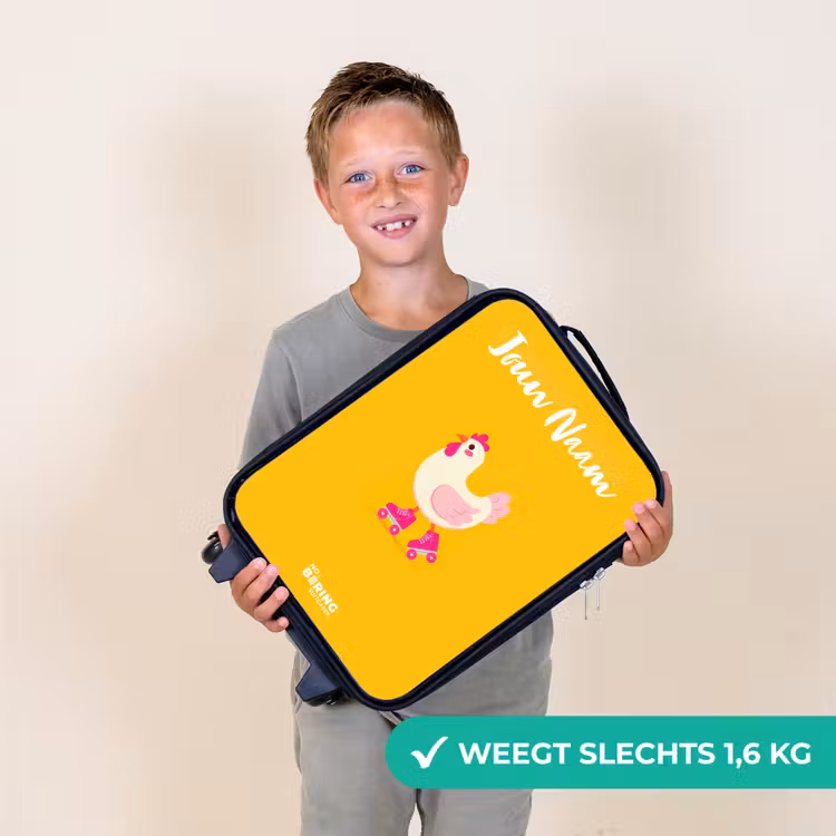 Kinderkoffers met naam - Kip - Rolschaatsen - Geel — 3