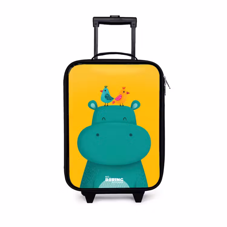 Kinderkoffers met naam - Nijlpaard - Vogels - Geel — 1