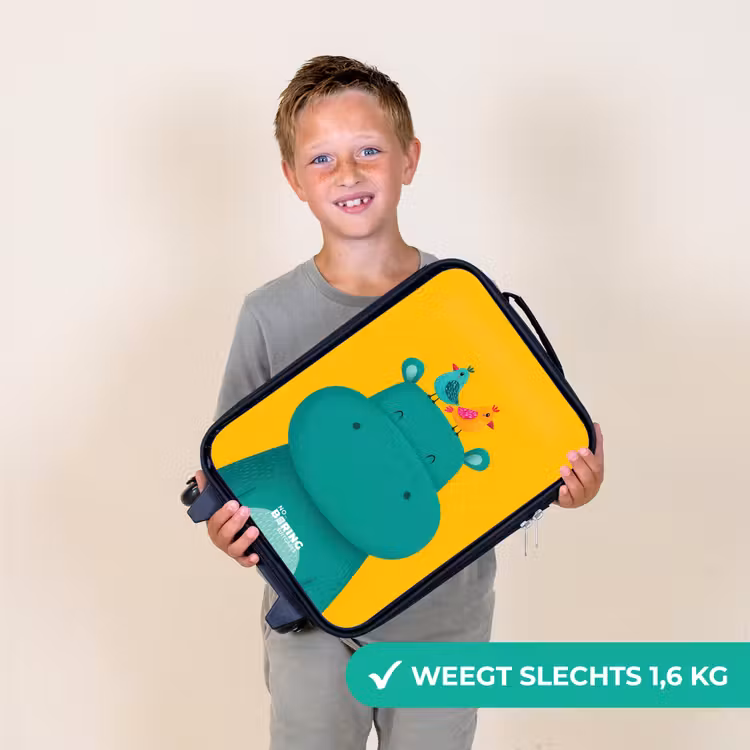 Kinderkoffers met naam - Nijlpaard - Vogels - Geel — 3