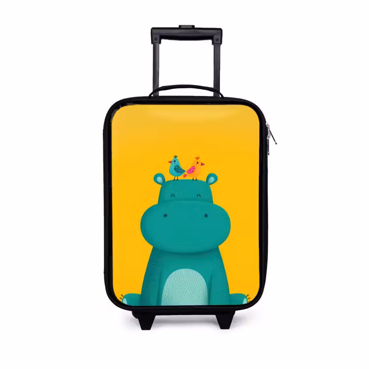 Kinderkoffer - Nijlpaard - Vogels - Groen - Geel — 1