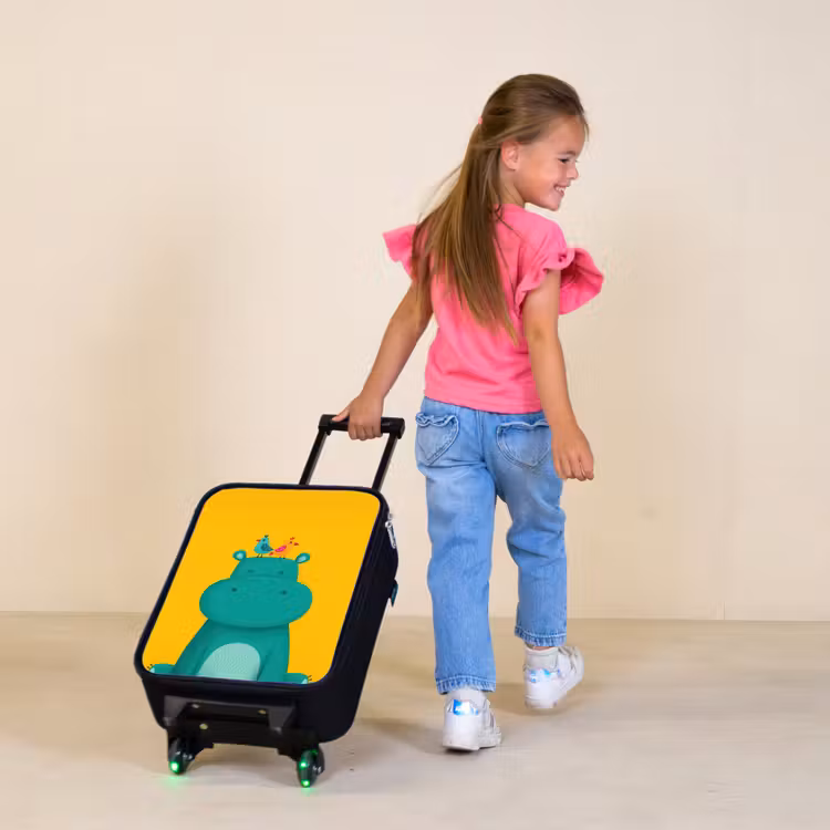 Kinderkoffer - Nijlpaard - Vogels - Groen - Geel — 2